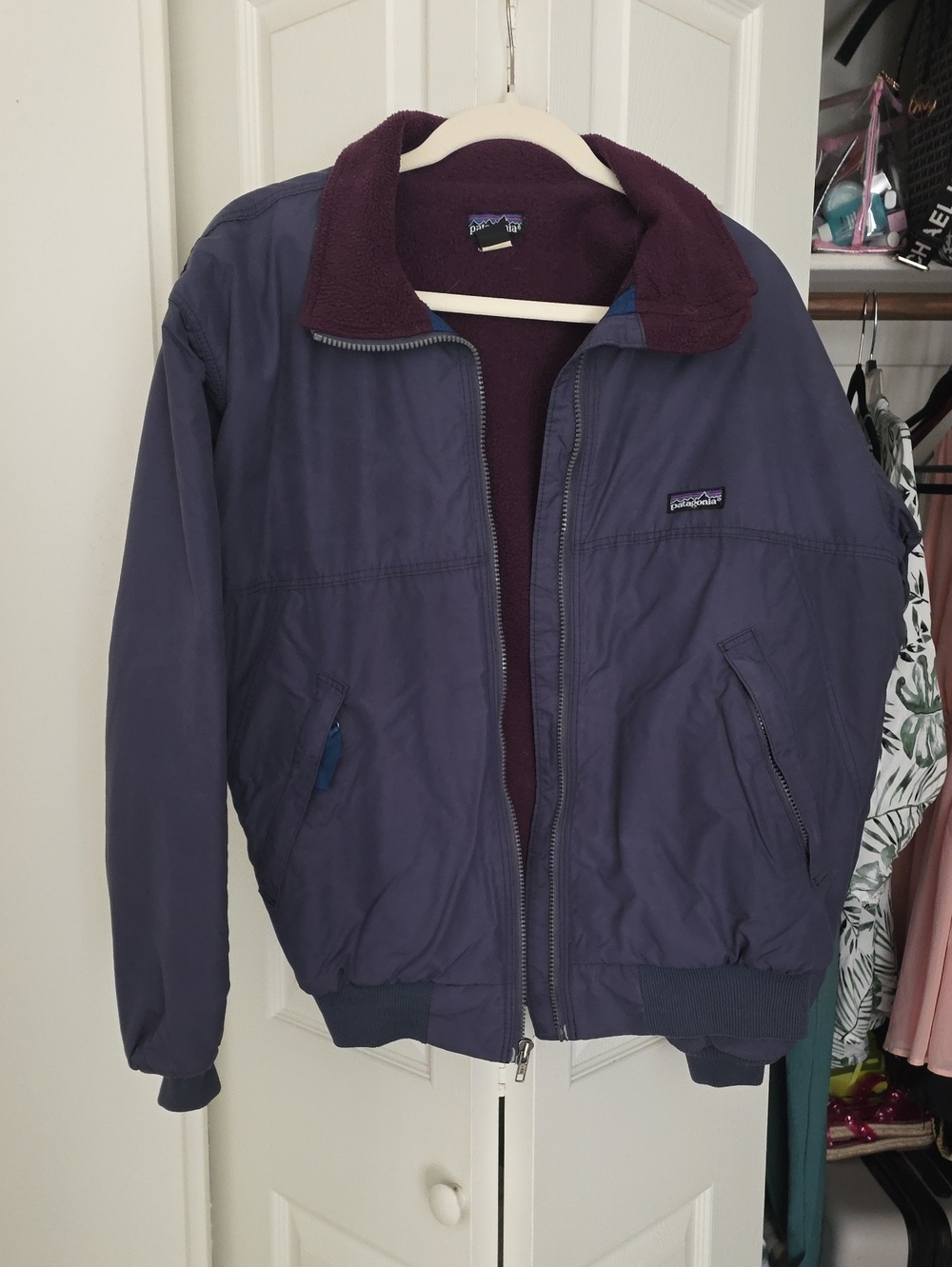 Patagonia Men's Deep Purple Bomber Jacket with Maroon Lining